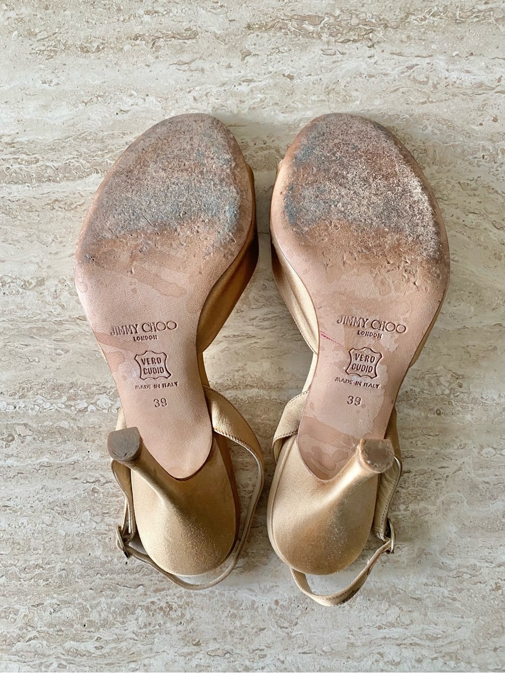 Vintage Jimmy Choo Satin Crystal Buckle Slingback Sandal Heels - Picture 13 of 13